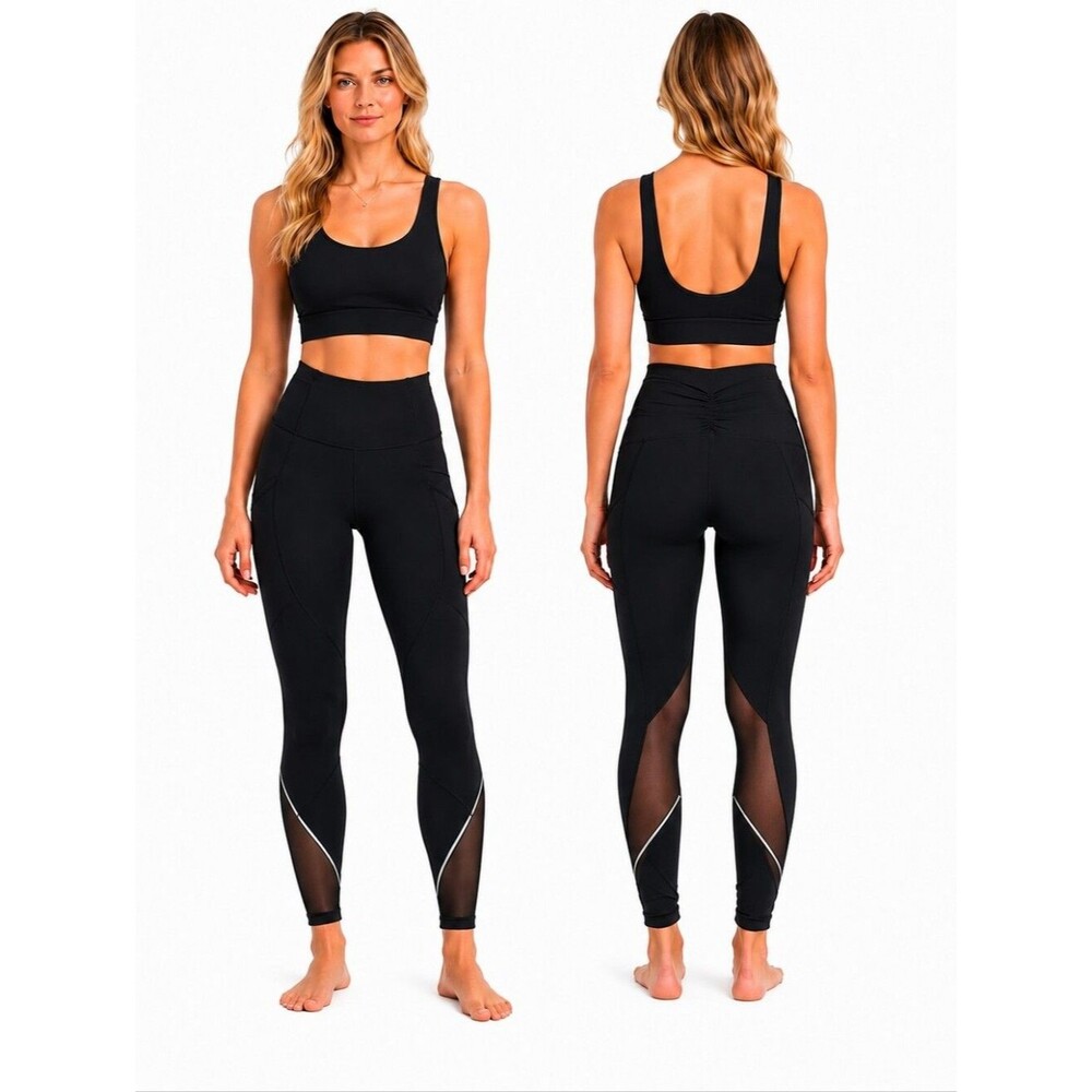 Lululemon Speed Up Mesh Reflective Tight Leggings Women Black Size 4 Full Length